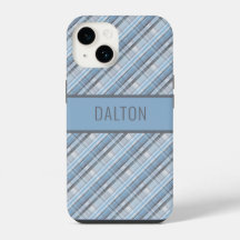 Personalized Blue Plaid Phone Case