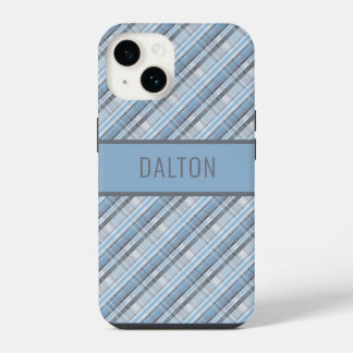 Personalized Blue Plaid Phone Case