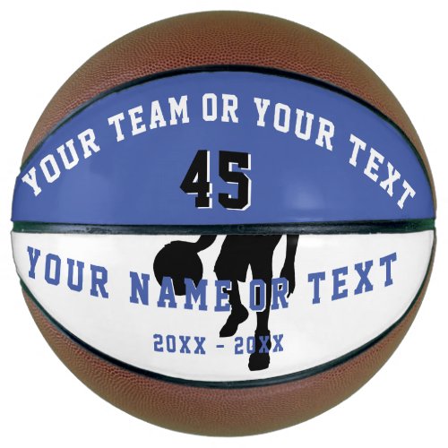 Personalized Blue Player Silhouette Team Kids Basketball