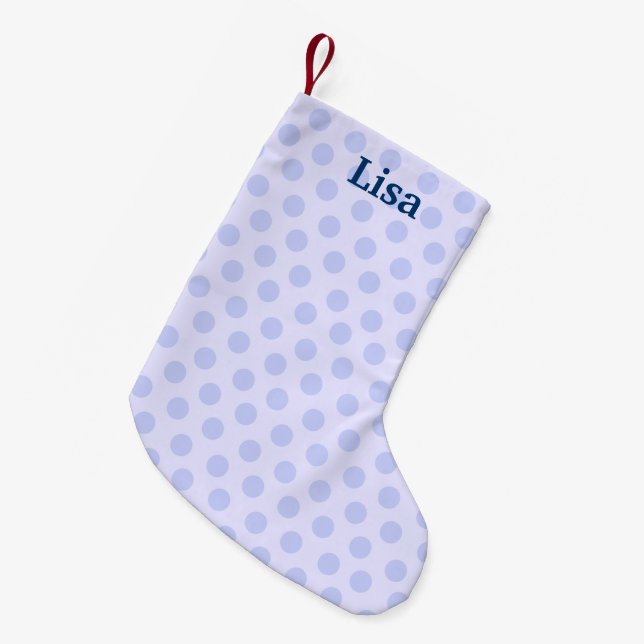 Personalized Blue Polka Dot Christmas Stocking (Front (Hanging))