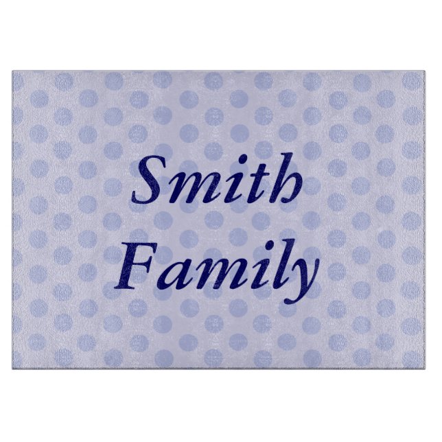 Personalized Blue Polka Dot Cutting Board (Front)