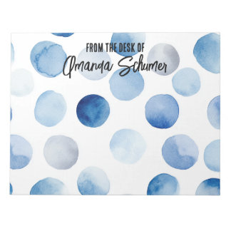 Personalized Blue Polka Dots 11"x8.5" Notepad