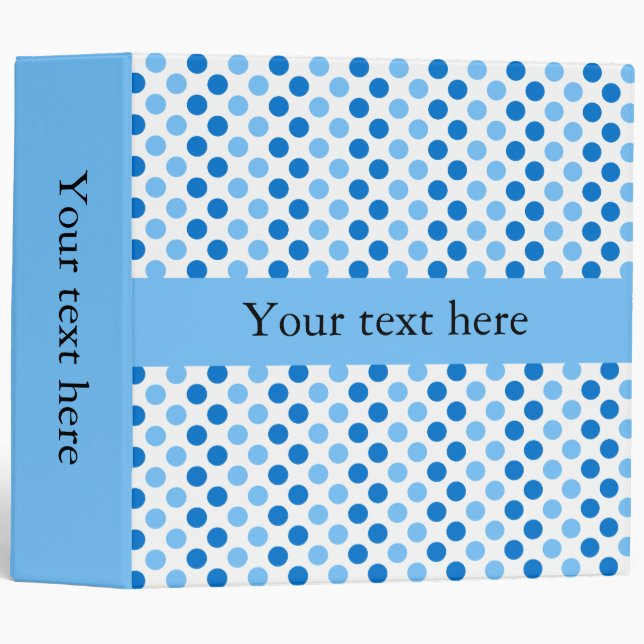 Personalized Blue Polka Dots 3 Ring Binder (Front/Spine)