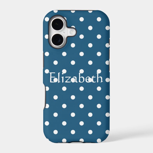 Personalized Blue Polka Dots Pattern Iphone Case (Back)