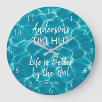 Personalized Blue Pool Family Name Tiki Hut
