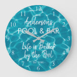 Personalized Blue Pool Water Welcome to our Pool Large Clock