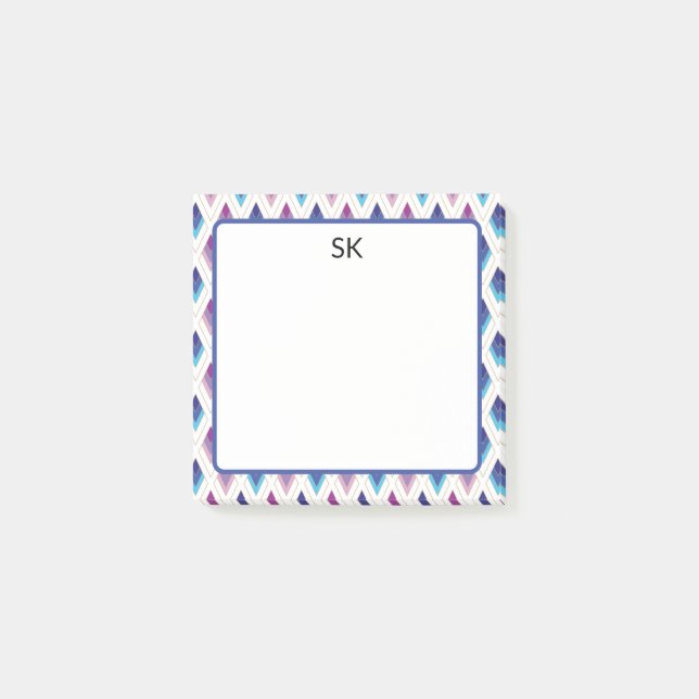 Personalized Blue & Purple Geometric Post-it Notes (Front)
