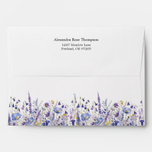 Personalized Blue Purple Wildflower Watercolor Envelope