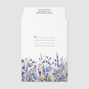 Personalized Blue Purple Wildflower Watercolor Envelope Mailers