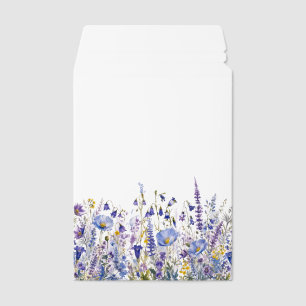 Personalized Blue Purple Wildflower Watercolor Envelope Mailers