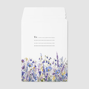 Personalized Blue Purple Wildflower Watercolor Envelope Mailers