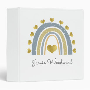 Personalized Blue Rainbow 3 Ring Binder