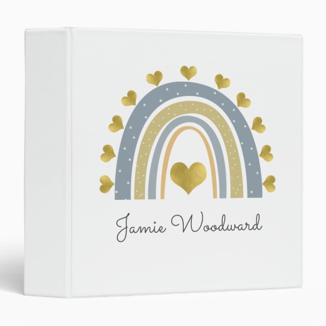 Personalized Blue Rainbow 3 Ring Binder (Front/Spine)