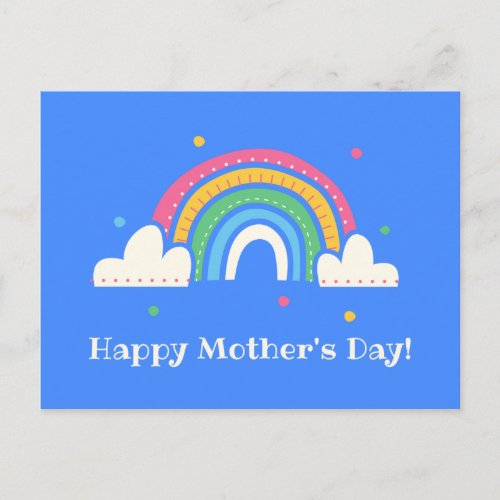 Personalized _ Blue Rainbow Mothers Day Postcard