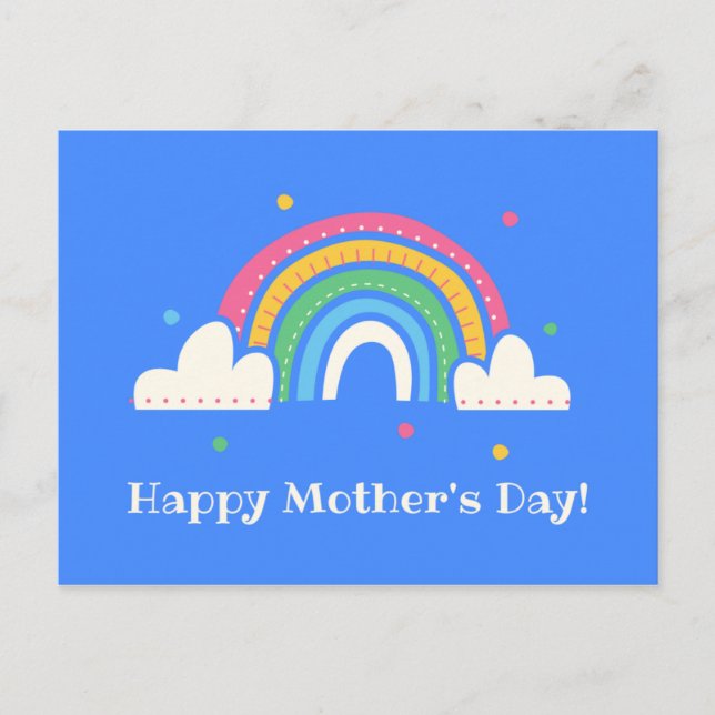 Personalized - Blue Rainbow Mother's Day Postcard (Front)
