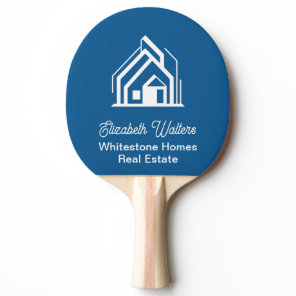 Personalized Blue Real Estate Company Ping Pong Paddle