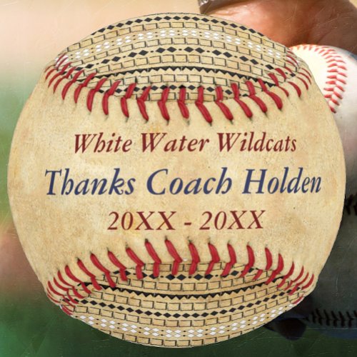 Personalized Blue Red Baseball Coach Thank You