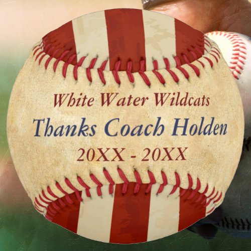 Personalized Blue Red Baseball Coach Thank You