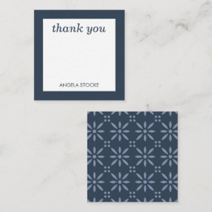 Personalized Blue Retro Flower Note Card