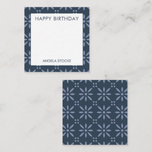 Personalized Blue Retro Flower Note Card