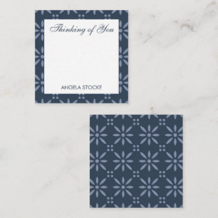 Personalized Blue Retro Flower Note Card