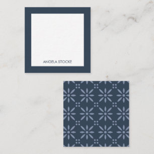 Personalized Blue Retro Flower Note Card