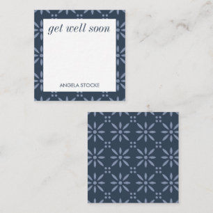 Personalized Blue Retro Flower Note Card