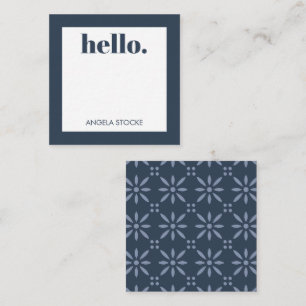Personalized Blue Retro Flower Note Card