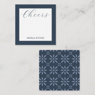 Personalized Blue Retro Flower Note Card