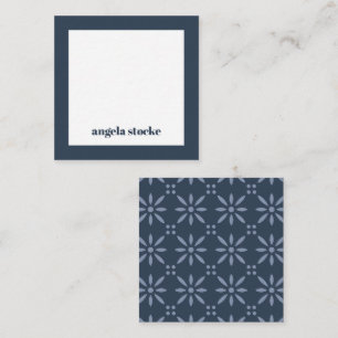 Personalized Blue Retro Flower Note Card