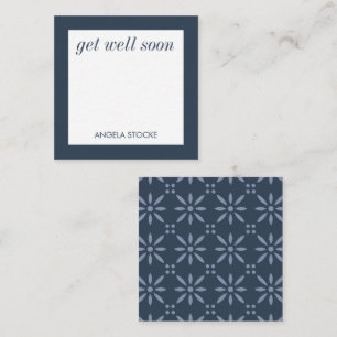 Personalized Blue Retro Flower Note Card