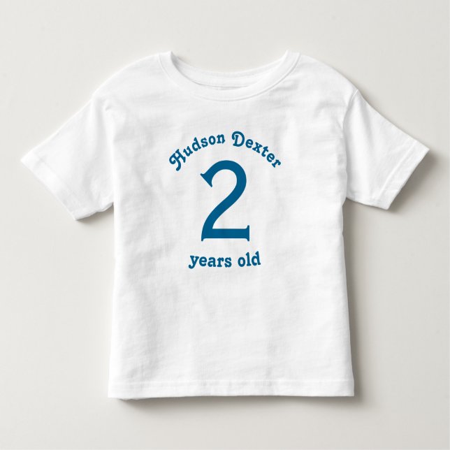 Personalized Blue Retro Two Years Old Toddler T-shirt (Front)
