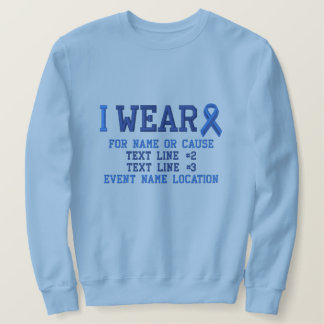 Personalized Blue Ribbon Awareness Embroidery Embroidered Sweatshirt