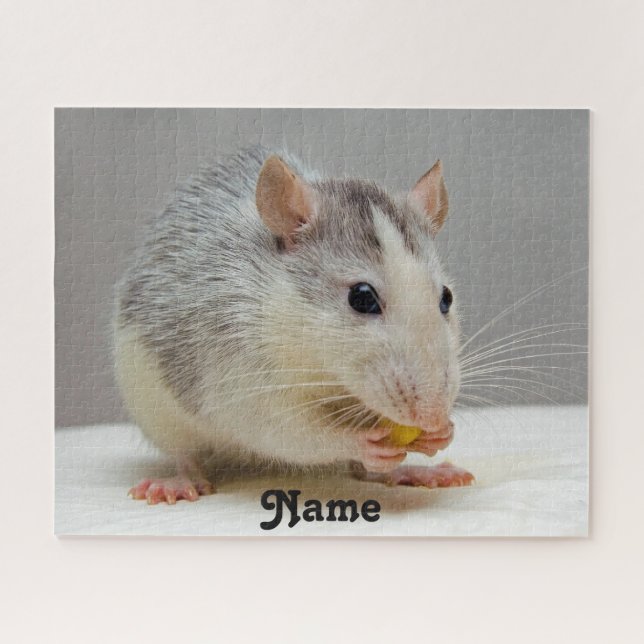 Personalized Blue Roan Husky Pet Rat Jigsaw Puzzle (Horizontal)