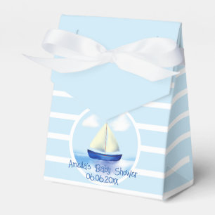 Personalized Blue Sailboat Baby Shower Favor Boxes