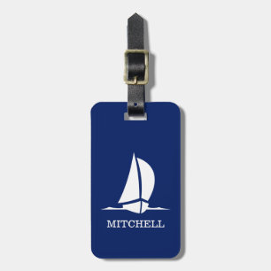 Personalized Blue Sailboat Luggage Tag