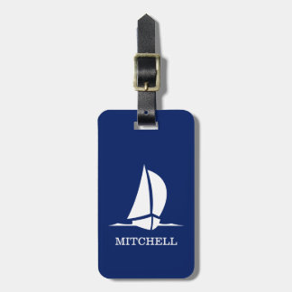 Personalized Blue Sailboat Luggage Tag