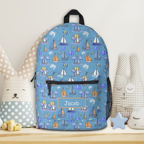 Personalized Blue Sailing Boat Backpack