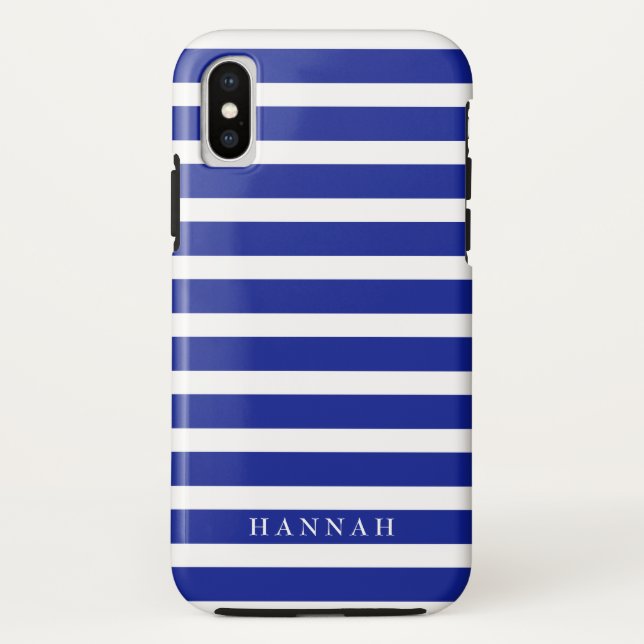 Personalized Blue Sailor Stripes Case-Mate iPhone Case (Back)