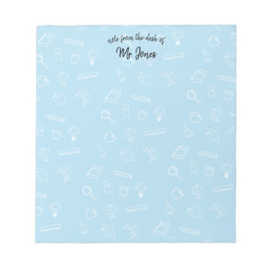 Personalized Blue School Themed Notepad