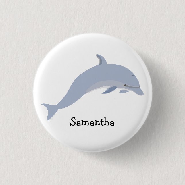 Personalized Blue Sea Dolphin  Button (Front)