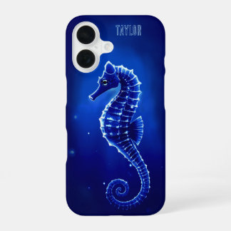 Personalized Blue Seahorse Ocean iPhone 16 Case