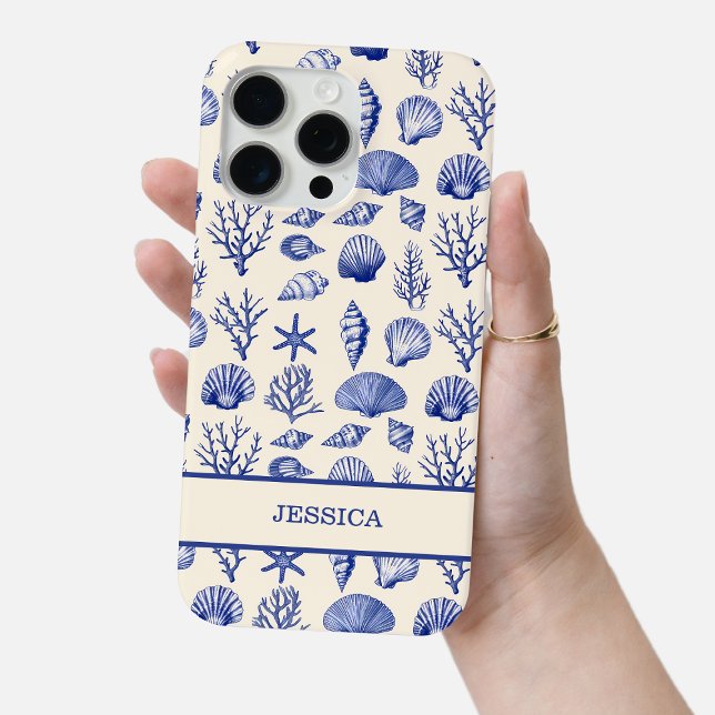 Personalized Blue Seashell Coastal Ocean Beach Case-Mate iPhone Case (Personalized Blue Seashell Coastal Ocean Beach Case-Mate iPhone Case)