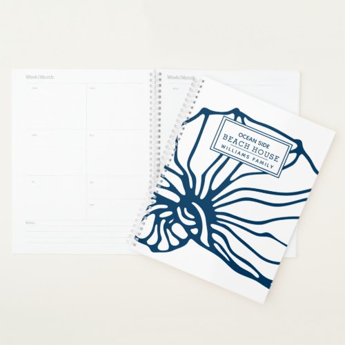 Personalized Blue Seashell Pattern _ Beach House Planner