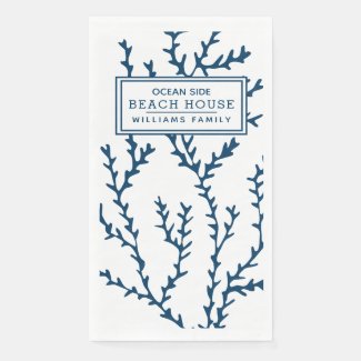Personalized Blue Seaweed Pattern - Beach House 