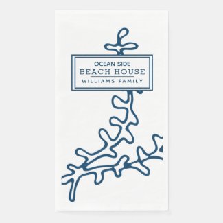 Personalized Blue Seaweed Pattern - Beach House