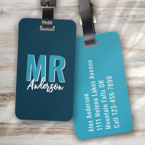 Personalized Blue Shadow Mr Husband Luggage Tag