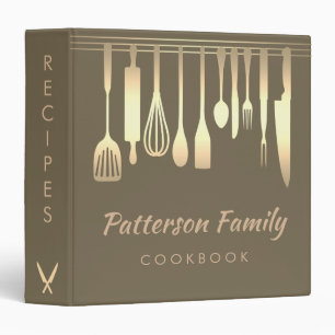 Personalized Blue Silver Family Recipe Cookbo 3 Ring Binder