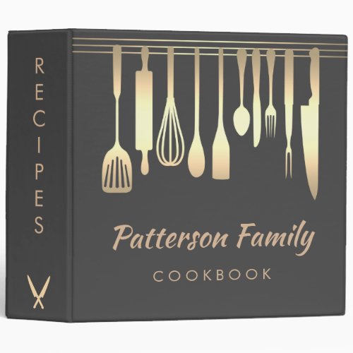 Personalized Blue Silver Family Recipe Cookbook 3  3 Ring Binder