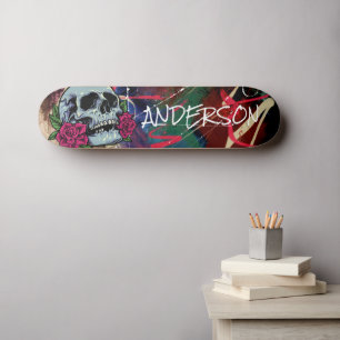 Personalized Blue Skull Skateboard
